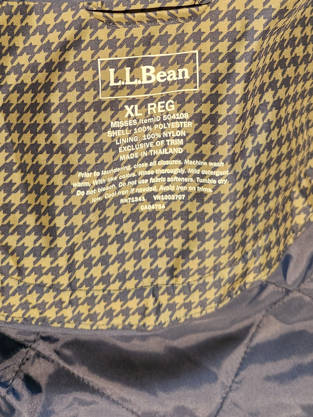 L.L. Bean Women's Houndstooth Weather Changer Jacket - Green/Blue